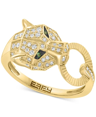 Effy Diamond (1/4 ct. t.w.) & Tsavorite Accent Jaguar Ring in 14k Gold