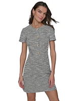 Karl Lagerfeld Paris Women's Tweed Crewneck Short-Sleeve Sheath Dress