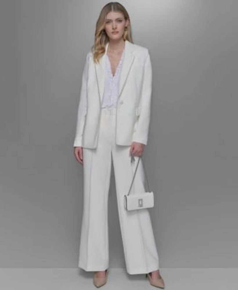 Karl Lagerfeld Paris Womens Pleat Front Pants Cap Sleeve Blouse One Button Blazer