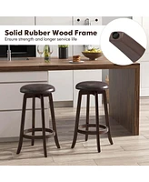 29" Counter Height Stools Set of with 360° Swivel Round Seat & Footrest