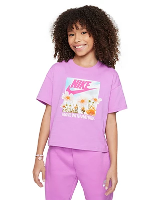 Nike Big Girls Sportswear Printed Crewneck T-Shirt