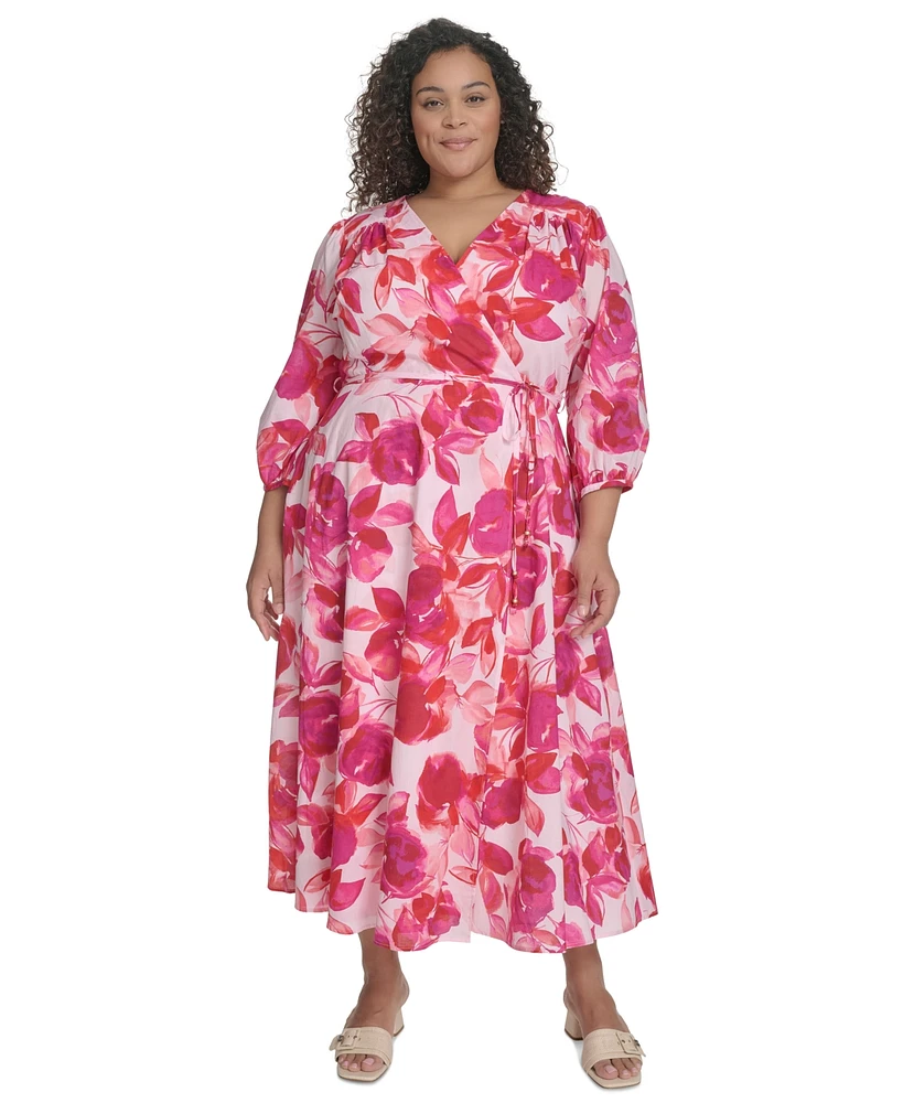 Calvin Klein Plus Cotton Floral-Print Midi Dress