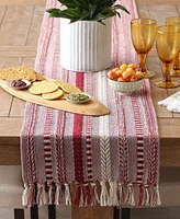 Design Imports Braided Stripe Jacquard Fringe Table Runner, 15" x 108"