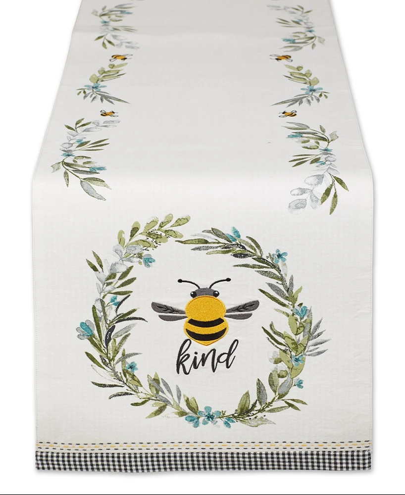 Design Imports Bee Kind Reversible Embellished Table Runner, 14" x 72"