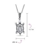 Bling Jewelry Unisex Nautical Sea Tortoise Pendant Necklace in Oxidized Sterling Silver