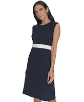 Calvin Klein Women's Jewel-Neck Sleeveless A-Line Dress