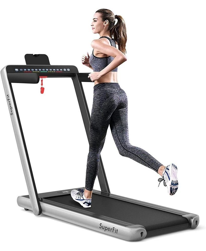 2.25 Hp 2-in-1 Folding Walking Pad Treadmill with Dual Display and App Control