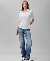 Calvin Klein Women's Short Sleeve Collared Knit Top