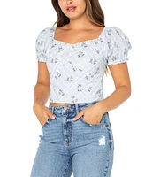 Celebrity Pink Juniors' Cropped Puff-Sleeve Top