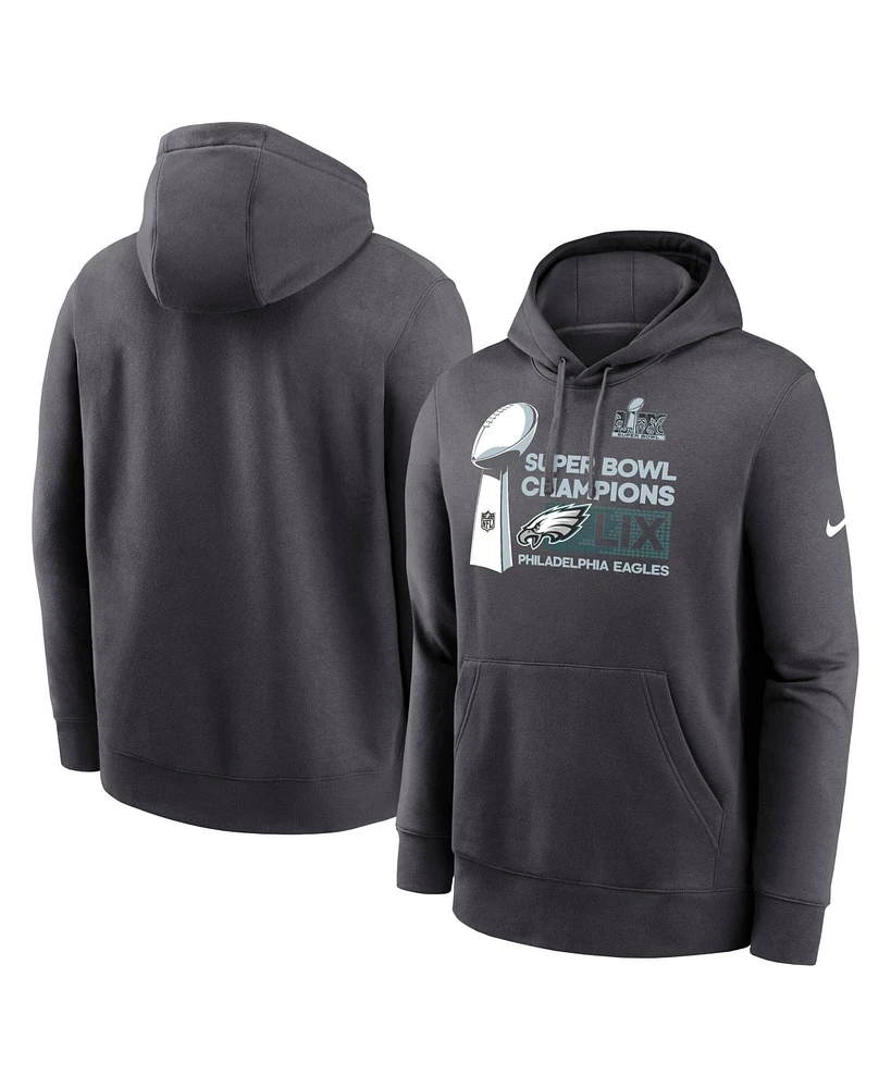 Nike Men's Anthracite Philadelphia Eagles Super Bowl Lix Champions Locker Room Trophy Collection Pullover Hoodie