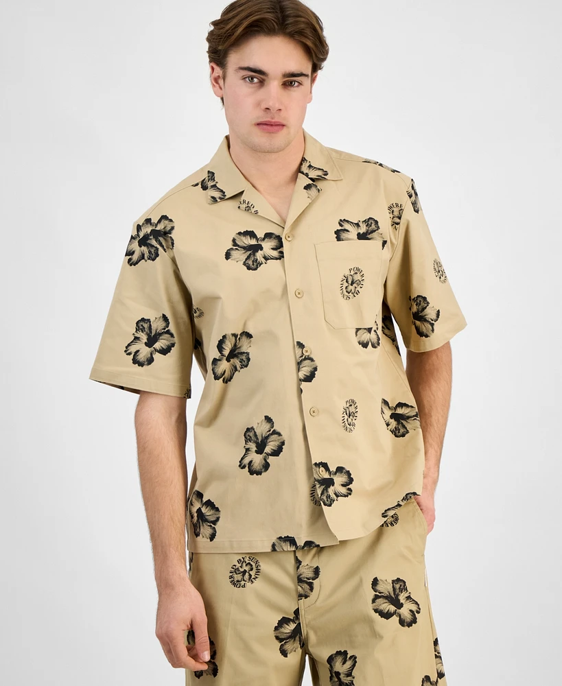 Hugo by Boss Men's Elligino Relaxed-Fit Stretch Floral Button-Down Camp Shirt