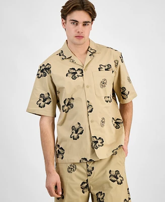 Hugo by Boss Men's Elligino Relaxed-Fit Stretch Floral Button-Down Camp Shirt