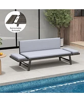 Outdoor Convertible Sofa Daybed with Adjustable Armrests for Balcony