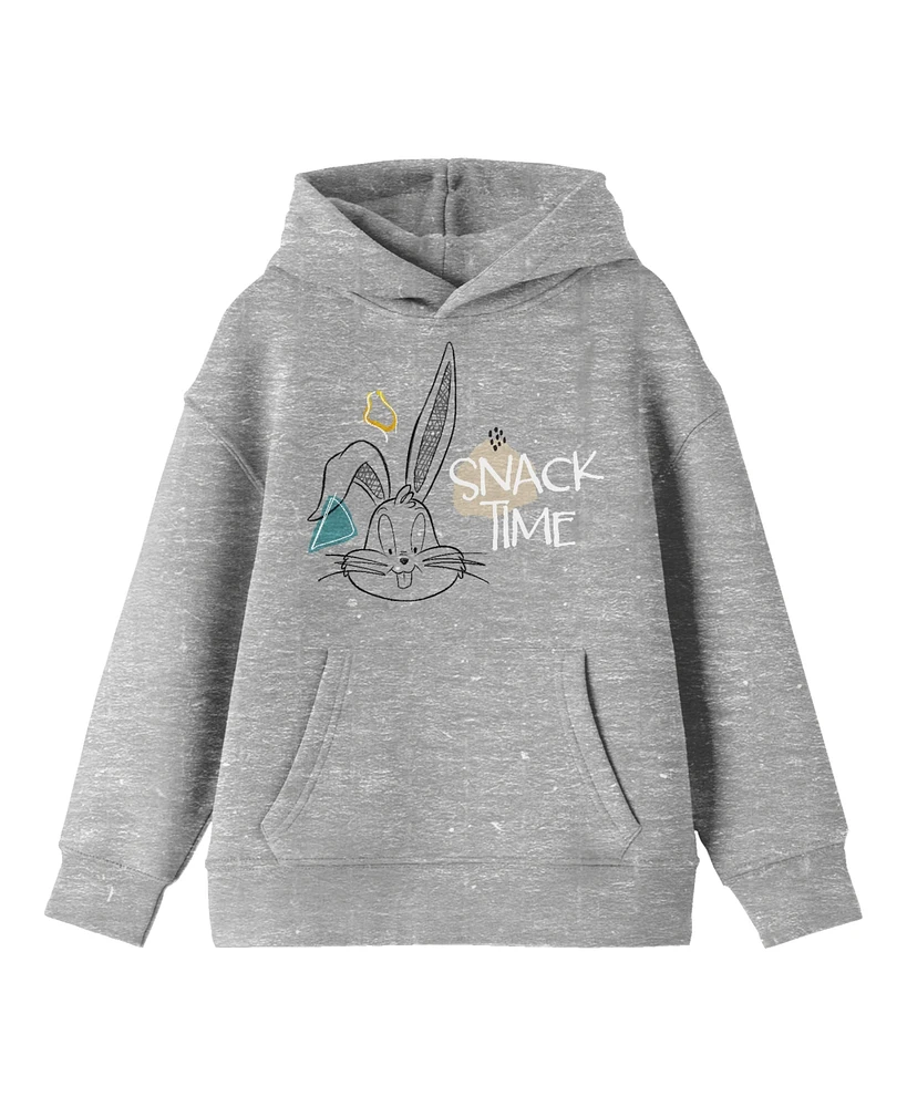 Looney Tunes Snack Time! Youth Heather Gray Graphic Hoodie-xs