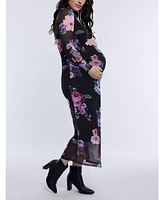 Women's Mesh Turtleneck Maxi Maternity Dress - Motherhood