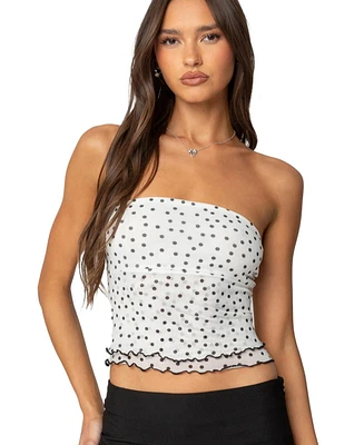 Edikted Womens Laurie Polka Dot Tube Top