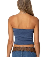 Edikted Womens Laurier Distressed Knit Tube Top