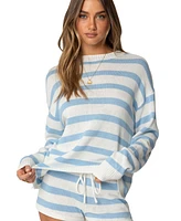 Edikted Womens Amaris Oversized Striped Knit Sweater