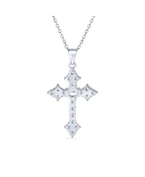 Bling Jewelry Elegant Necklace with Cz Cross Pendant in Sterling Silver