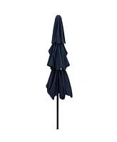 10 ft Outdoor Patio Umbrella with Tilt and Crank - 3-Tier Vented Outdoor Table Umbrella - Navy Blue