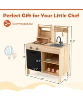 Wooden Barbecue Grill Playset with Chalkboard and Sink and Cabinet