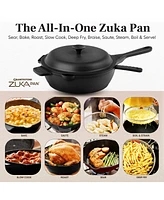 Zuka Everyday Pan Qt. Ceramic 10 1 Nonstick Multi-Functional Saute with Lid, Nylon Spoon