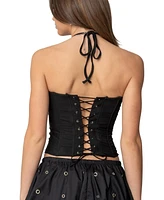 Edikted Womens Ryanne Tie Front Halter Corset