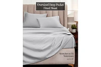 Superior Egyptian Cotton 1500 Thread Count Embroidered Marrow Stitch Hem Deep Pocket Sheet Set,Queen