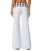 Edikted Womens Beth Gingham Fold Over Pants