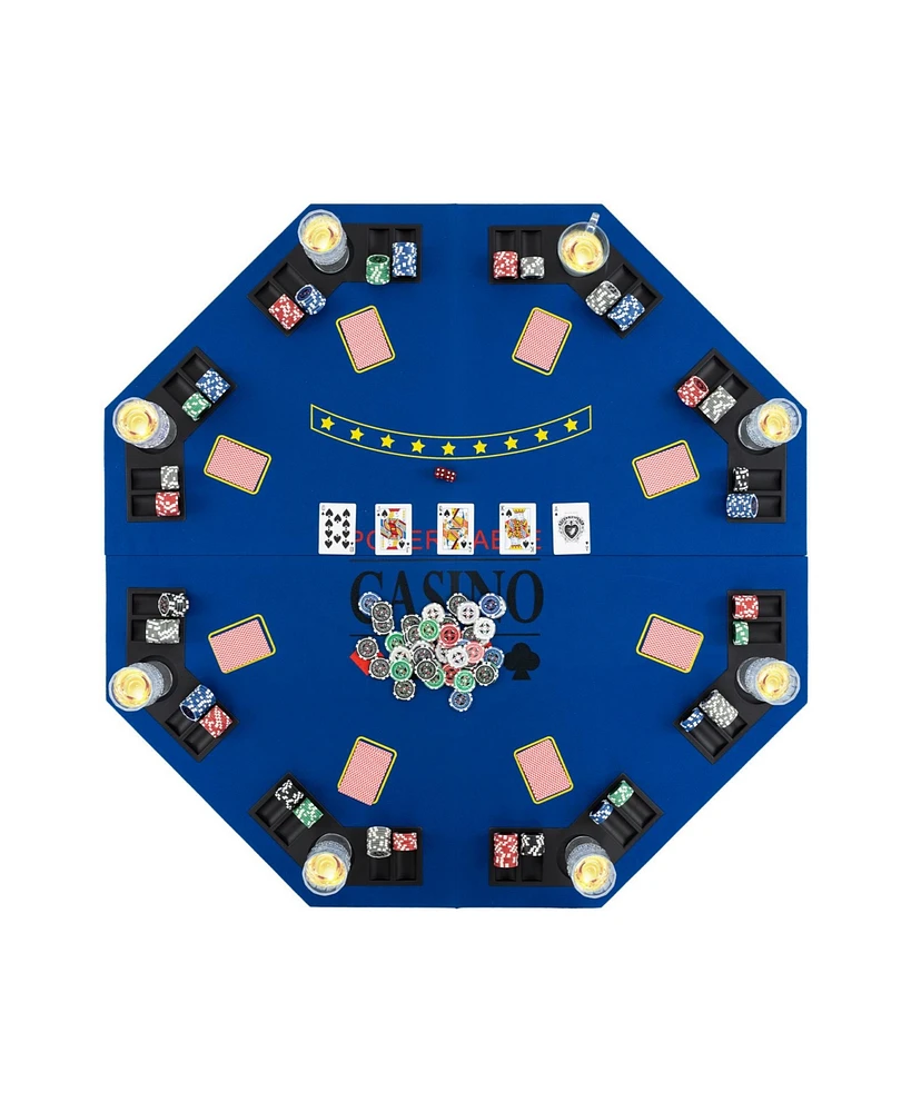 8-Player Foldable Poker Table Top with Carrying Bag Portable and Space-Saving for Home Poker Games