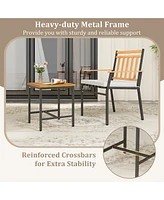 Gymax 3 Pcs Acacia Wood Bistro Set Patio Conversation Set w/ Cushions and Coffee Table