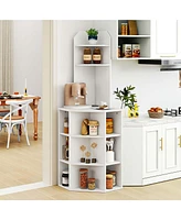 6-Tier Corner Shelf 63" Tall Corner Bookshelf with 2 Usb Ports & Charging Station