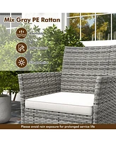 2 Pieces Outdoor Pe Rattan Armchairs with Cozy Seat Cushions