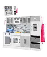 Wooden Kitchen Playset with Lights and Sounds for Ages 3+