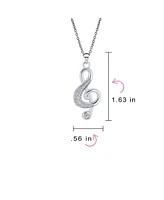 Bling Jewelry Music Teacher Student Treble Clef Pendant Necklace with Cz Musical Note