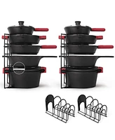 Cuisinel Pots and Pans Organizers 15"-Inches Tall - 2-pack of Silicone-Coated Non-Slip - Heavy Duty Skillet Rack - Kitchen Organization Storage