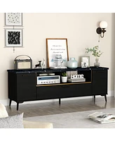 Tv Stand with Flip Door Cabinet for TVs Sleek Entertainment Center with Hidden Storage