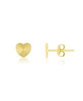 The Lovery Fluted Heart Stud Earrings 14K Gold