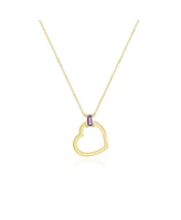 The Lovery Baguette Amethyst Open Heart Necklace 14K Yellow Gold