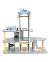 Parking Garage Playset with 4 Cars & Helicopter Fun Toy for Kids