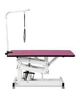 42.5INCH Hydraulic Pet Grooming Table Pink Color