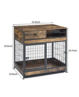 Furniture Dog Cage Crate with Double Doors Rustic Brown