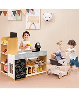 Pretend Play Grocery Store Set with Shopping Cart & 2 Chalkboards Fun Toy for Kids