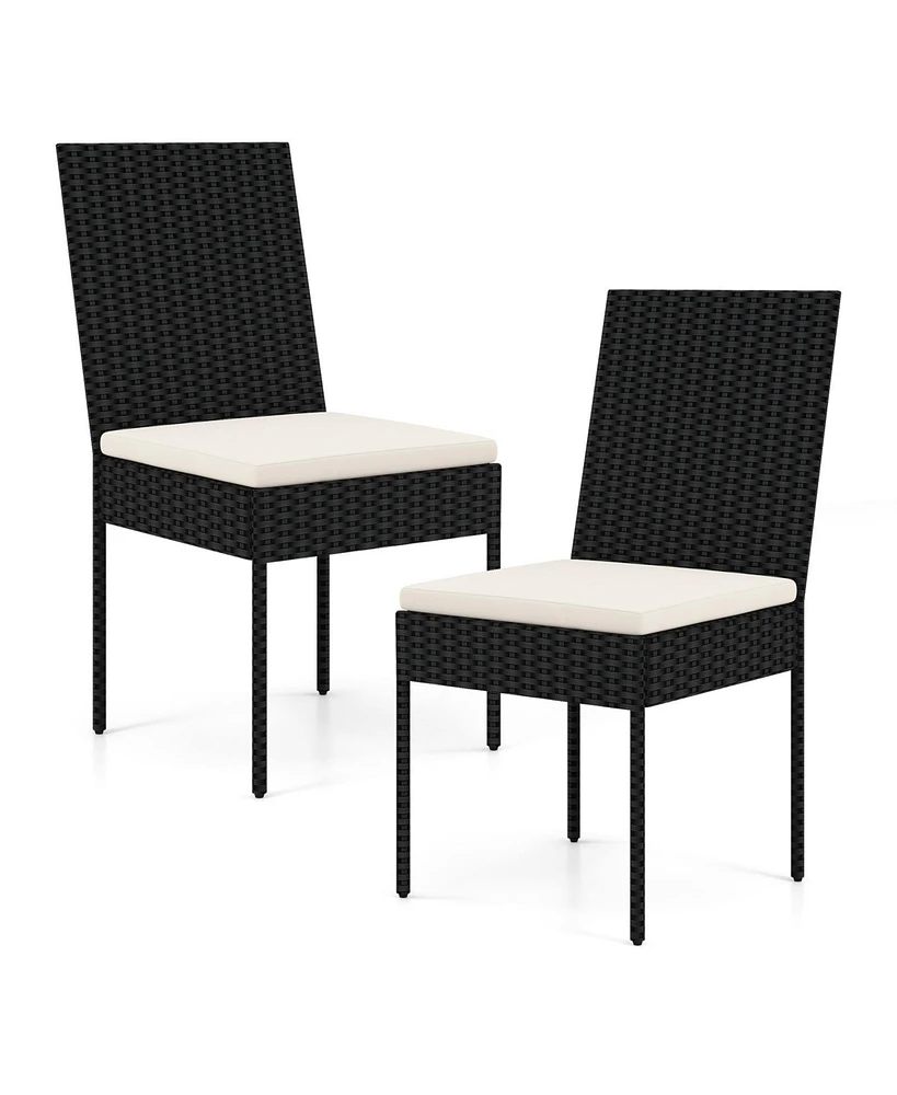 Pe Wicker Patio Chairs Set of with Cushions for Porch Deck Garden and Backyard