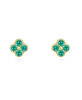 The Lovery Emerald Clover Stud Earrings 14K Gold