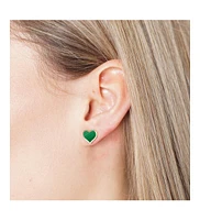 The Lovery Large Malachite Heart Stud Earrings 14k Gold