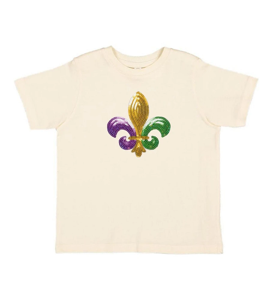 Sweet Wink Baby Girls Little and Big Girls Mardi Gras Fleur De Lis Patch Short Sleeve T-Shirt