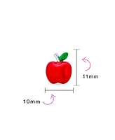 Bling Jewelry Small Teachers Pet Red Enamel Food Fruit Apple Stud Earrings .925 Sterling Silver