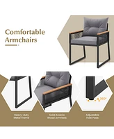 Gymax 5 Piece Patio Conversation Set Pe Rattan Wicker Chairs w/ 2 Ottomans Soft Cushions