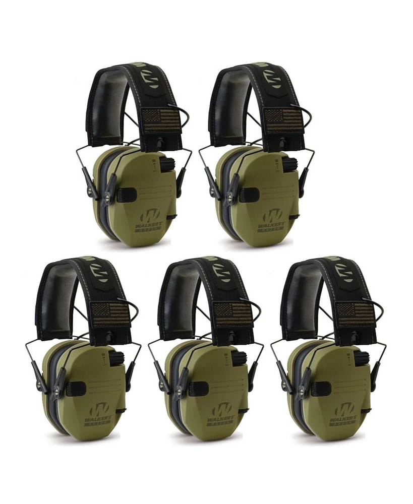 Walker's Razor Slim Electronic Shooting Muffs 5-Pack, Od Green - American Flag